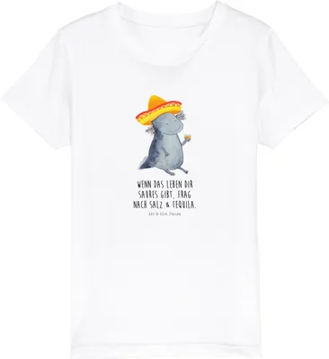 Produktbild von Mr. & Mrs. Panda Kleinkinder T-Shirt Axolotl Tequila 3-4 Jahre (98/104) - Weiß - Geschenk, Spruch, Bio Kinder, Kindershirt, Teenager, Mädchen, trinken, Party, Urlaub