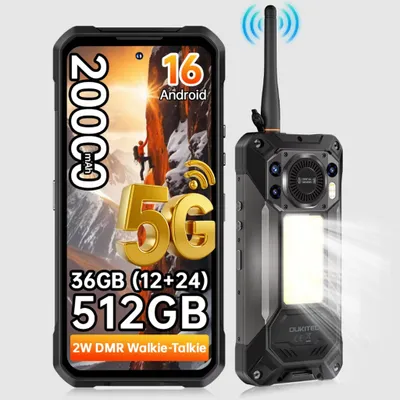 Image de OUKITEL WP61 Plus Smartphone 5G 512Go Noir 6.78" 20000mAh Telephone Portable Incassable Android 16 Double SIM/108MP/NFC/Face ID/GPS