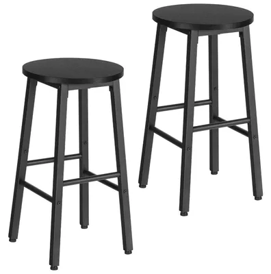 Obrázek produktu pro Sada dvou barových stoliček s nastavitelnými podnožkami, barva černá, výška 63 cm