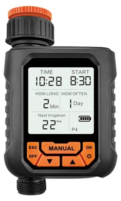 Image de Minuterie d'arrosage d'extérieur pour tuyau d'arrosage, 1 sortie, grand écran LCD, minuterie d'irrigation programmable pour jardin et pelouse, minuterie d'arrosage manuelle/automatique