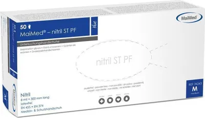 Produktbild von MaiMed Nitril ST PF | 1000 Nitrilhandschuhe | blau | Gr. L | Einweghandschuhe