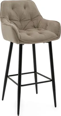 Produktbild von NEW HOME Barhocker SIENA gepolsterter für Wohnzimmer Esszimmer Glamour - dunkelbeige - moderne Samt Velours Möbel