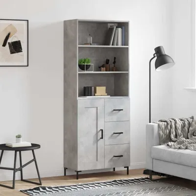 Produktbild von vidaXL Highboard Betongrau 69,5x34x180 cm Holzwerkstoff