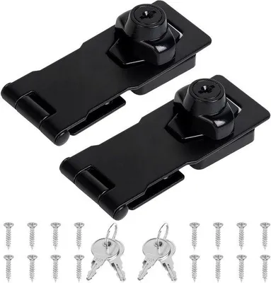 Imagen del producto de Cerradura de armario con pestillo de acero inoxidable, con candado y cerradura de puerta. Candado con cierre. Juego de 2 piezas, color , para armario o cajón