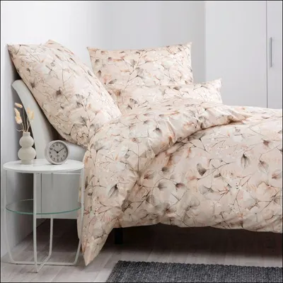 Produktbild von Janine Mako Satin Bettwäsche Milano in 135x200 + 80x80 cm 45122-07 natur-mocha-silber