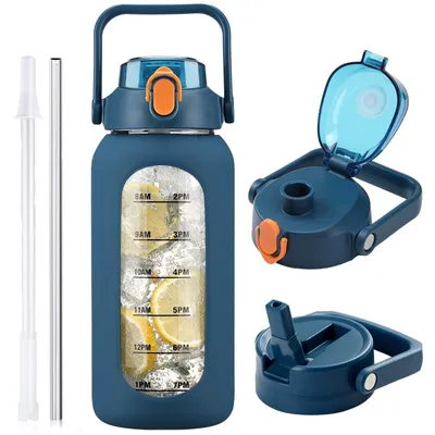 Productafbeelding van Solidchoice - 2 Liter Glazen Waterfles met 2 Dekselopties