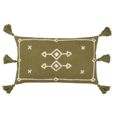 Productafbeelding van Kussenhoes "Folis", geborduurd, 50 cm x 30 cm (khaki)