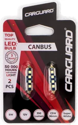 Immagine prodotto di Lampadina LED Sofit per auto 39 mm Canbus - 450 lumen 6000 K - 4 x SMD 5 W 12 V - Lunga durata 50.000 h - Set da 2 - Luce bianca brillante [50784]