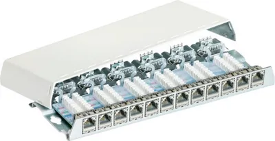 Produktbild von Rutenbeck Patchpanel Patchfeld 10 Gigabit 12 Ports CAT.6a reinweiß
