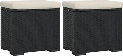 Obrázok produktu pre vidaXL Stolička s vankúšom 2 ks čierna 40x30x40 cm Poly ratan