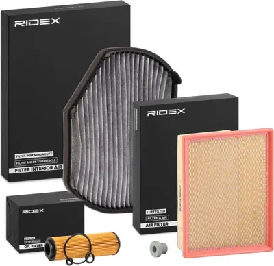 Produktbild von RIDEX Filterset Inspektionspaket Filtersatz passend für MERCEDES-BENZ C-Klasse Limousine (W202) CLK (C208) C-Klasse T-modell (S202) CLK Cabriolet