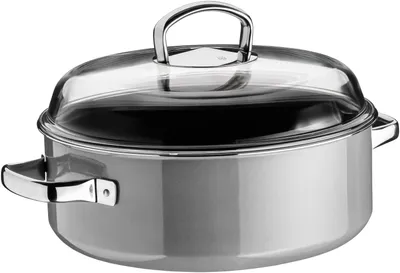 Produktbild von WMF Fusiontec Mineral Bräter mit Glasdeckel 28 cm Induktion, Schmortopf 5,9l, hoher Rand, High-Tech Keramik, kratzfest, grau