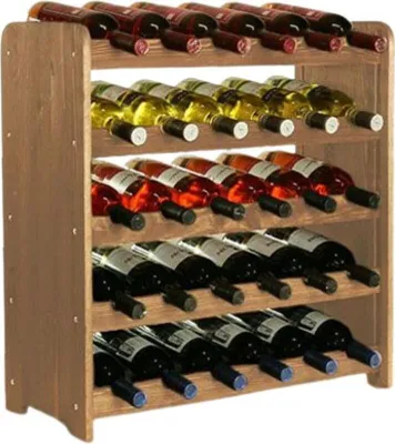 Zdjęcie produktu dla Stojak na wino PINOTWINE C | wys. x szer. x gł. 61,6 x 63,2 x 26,5 cm | 30 butelek | lite drewno sosnowe | olejowany brąz