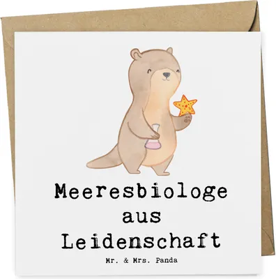 Produktbild von Mr. & Mrs. Panda Grußkarte Meeresbiologe Leidenschaft - Weiß - Geschenk, Glückwunschkarte, Studium, anlasskarte, Witzig, Klappkarte, Spruch, Lustig, faltkarte