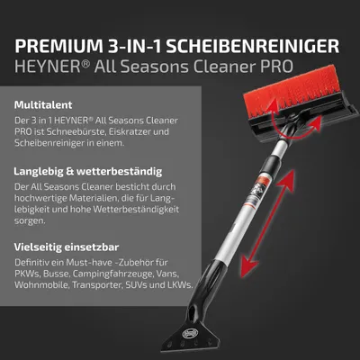 Produktbild von HEYNER® Eiskratzer Auto 4in1 faltbar Scheibenreiniger 20 cm Dual-Wischer Schneebesen klappbar Microfaser Aluminium Teleskop 56-82cm Schneekratzer lackschonend