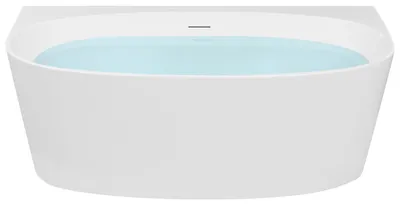 Produktbild von BELIANI Badewanne Weiß Acryl 160 x 80 cm Oval Modernes Design Wandbadewanne Vorwandbadewanne Badezimmer