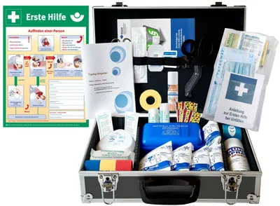Produktbild von Sportbetreuerkoffer - Trainerkoffer"Erste Hilfe & Behandlung" inkl. Sprühpflaster + Aushang