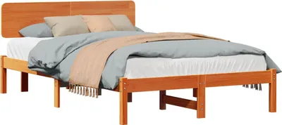 Zdjęcie produktu dla vidaXL Rama łóżka woskowany brąz 140 x 190 cm lite drewno sosnowe
