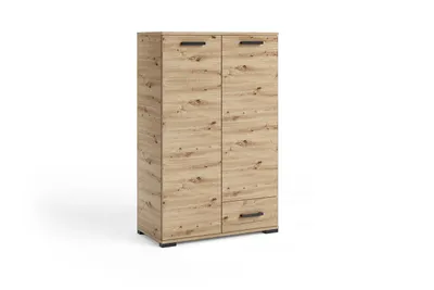 Produktbild von Kommode FINO IV mit 2 Türen und Schublade, Hochkommode mit Stauraum, Modernes  Wohnzimmerschrank für Wohnzimmer, Esszimmer und Flur, Eiche Artisan