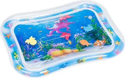 An inflatable water mat for toddlers with an underwater theme.