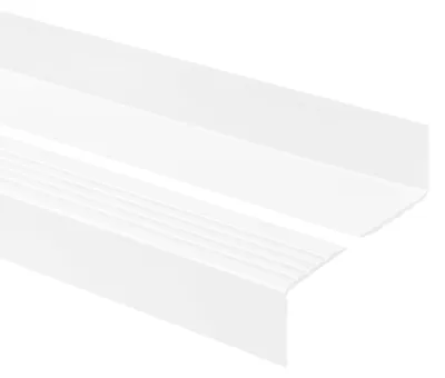 Produktbild von Treppenkantenprofil 50x42 mm, Treppenprofil PVC für Treppenstufen, Treppenkantenschutz mit Rillen, Antirutsch, RGP, weiß, 150 cm  - Quest
