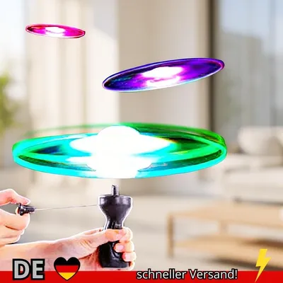Produktbild von Leuchtende Fliegende Scheibe Propeller-Spielzeug LED-Beleuchtung Zugschnur