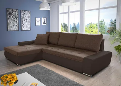 Produktbild von Ecksofa mit Schlaffunktion Faris - Couch mit Bettkasten, Big Sofa, Sofagarnitur, Couchgarniitur, Polsterecke (Braun + Braun (Madryt 128 + Inari 24), Ecksofa Links)