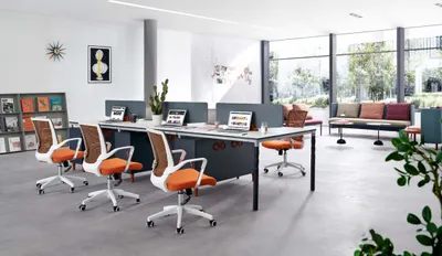 Produktbild von Bürotisch Counter 2 Personen Tisch Arbeitsplatz 2 Stühle Design Tisch Stühle Neu