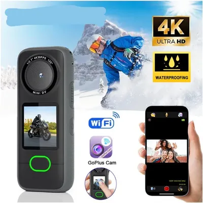 Produktbild von 4K-WLAN-Actionkamera, Mini-Sportkamera, wasserdichte HD-Sportkamera mit Touchscreen für Reisen, Motorrad-Fahrten und als Dashcam