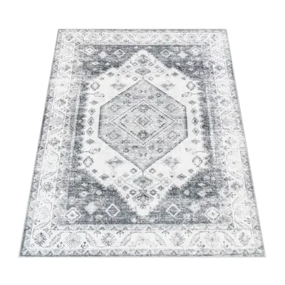 Image de Tapis salon à poils courts antidérapant doux bordure orientale ornements dimensions 200 x 280 cm