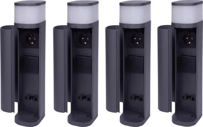 Image de Novatool 4x Borne d'éclairage extérieur avec prise de courant 2x Anthracite ronde avec cache IP44 Prise de jardin Prise de courant extérieure Colonne de prise de courant Jardin Tour de prise de courant (électrique)