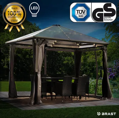 Produktbild von Alu Gartenpavillon SUMMERDREAM 3x3 grau inkl. LEDs