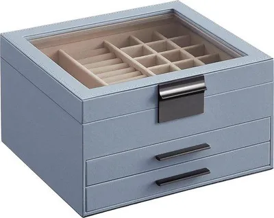 Produktbild von Famanu Schmuckbox mit transparentem Deckel - Rauchblau