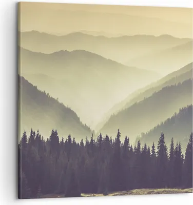 Produktbild von Bild auf Leinwand - Leinwandbild - Berge Wald Natur - 60x60cm - Wand Bild - Wanddeko - Wandbilder - Leinwanddruck - Bilder - Kunstdruck - Wanddekoration - Leinwand bilder - Wandkunst - AC60x60-3820