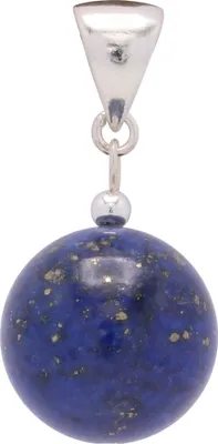 Produktbild von Anhänger aus echtem Lapis-Lazuli & 925 Silber Kugel Edelstein dunkel-blau glatt Damen