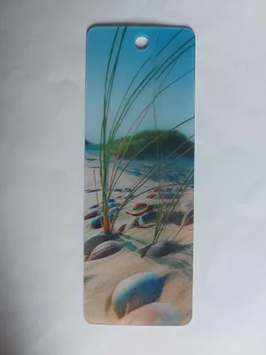 Produktbild von 3D Lesezeichen Muscheln im Sand, 15x5cm, Wackelbild Wackelkarte Buchzeichen Bookmark Bücher Am Meer