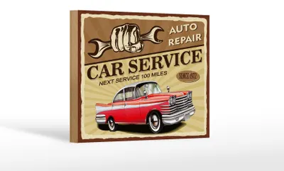 Produktbild von Holzschild Retro 18x12cm Car Service Auto repair 1972