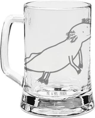 Produktbild von Mr. & Mrs. Panda Seidel Axolotl Schwimmen - Transparent - Geschenk, Humpen, Lurch, Bierkrug Glas, Optimistisch, Mit Gravur, Krug, Motivation, Glaskrug, Problem