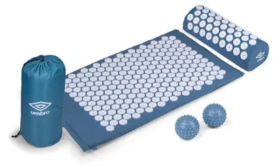 Immagine prodotto di Tappetino per agopressione - 71 x 42 cm - Blu - Con cuscino ergonomico e palline per massaggio - Con borsa per il trasporto