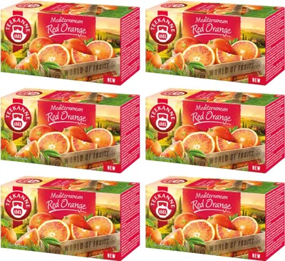 Immagine prodotto di Teiera "Mediterranea" - Tè ai frutti all'arancia rossa, 6 confezioni da 20 bustine - Tè Ländertee