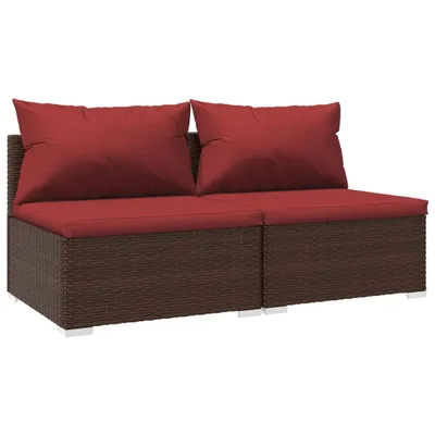 Immagine prodotto di Set da giardino 2 pezzi con cuscini in polyrattan marrone - vidaXL