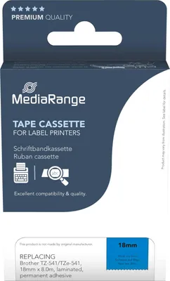 Image de MediaRange Schriftbandka. Brother TZ-541/TZe-541 18mm 8m sw