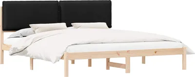 Produktbild von Bettgestell mit gepolstertem Kopfteil Schwarz 200 x 200 cm