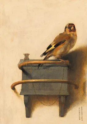 Produktbild von Notizbuch schön gestaltet mit Leseband - A5 Hardcover blanko - Carel Fabritius "Der Distelfink" - 100 Seiten 90g/m² -Papier