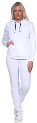 Produktbild von Damen Jogginganzug Freizeitanzug mit Kapuzenpullover; Weiß/L/40