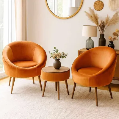 Image de Hanah Home, ensemble de tables gigognes de haute qualité (3 pièces) - Orange, 100% mélamine | Code parental