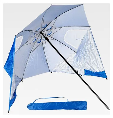 Produktbild von Strandschirm: 2in1-Sonnenschirm und Strandmuschel mit 2 Seitenwänden, UV50+, höhenverstellbar