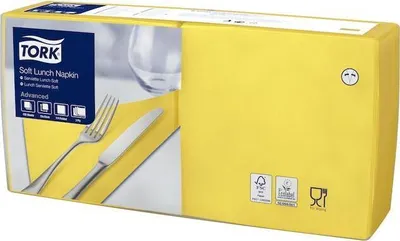 Produktbild von Tork Serviette 477862 33x33cm 3lg. 1/4 Falz gelb 150 St./Pack.