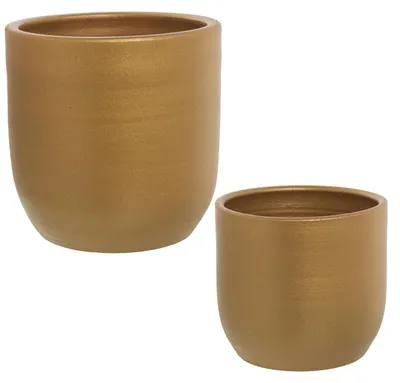 Immagine prodotto di Set di 2 vasi in Vetroceramica color crema per piante