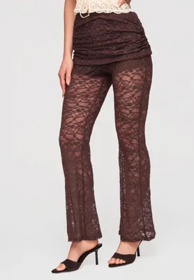 Produktbild von LARICA Lange Hose Spitze High Waist Flare Modern OW-PA-E0010 brown ONESIZE